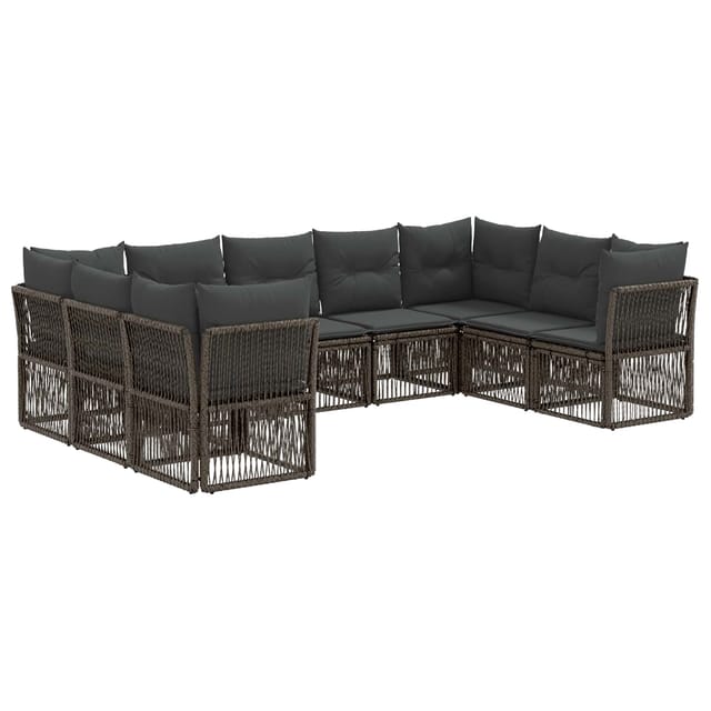 vidaXL Gartensofa-Set 9-Tlg Grau Poly-Rattan 3434339