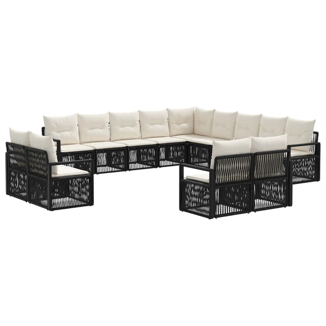 vidaXL Gartensofa-Set 13-Tlg Schwarz Poly-Rattan 3435892