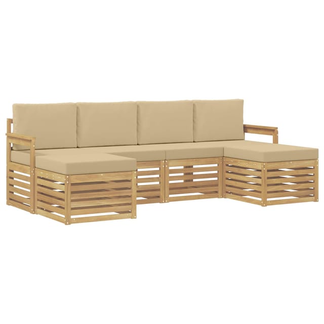 vidaXL Outdoor-Sofagarnitur 5-Tlg Weiß und Beige 249 x 122,5 x 73 cm 3392263