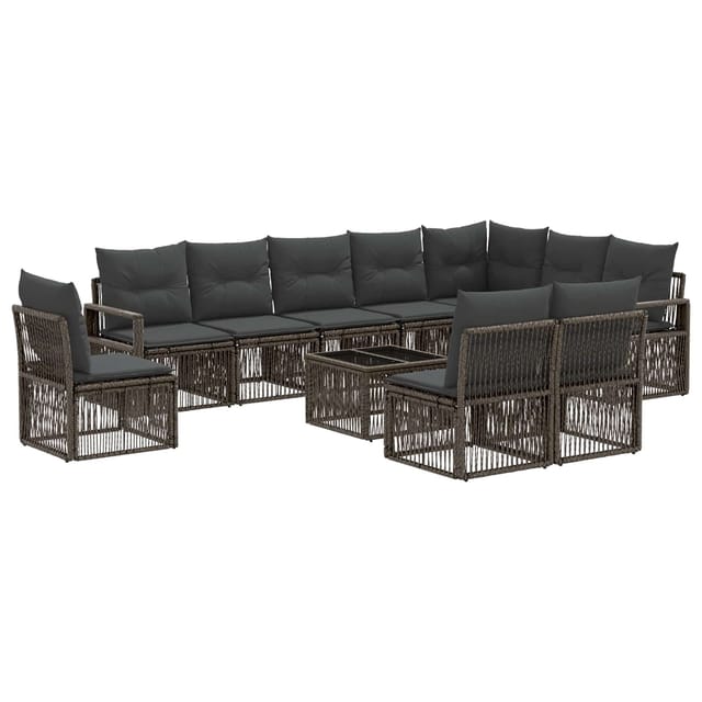 vidaXL Gartensofa-Set 11-Tlg Grau Poly-Rattan 3435743