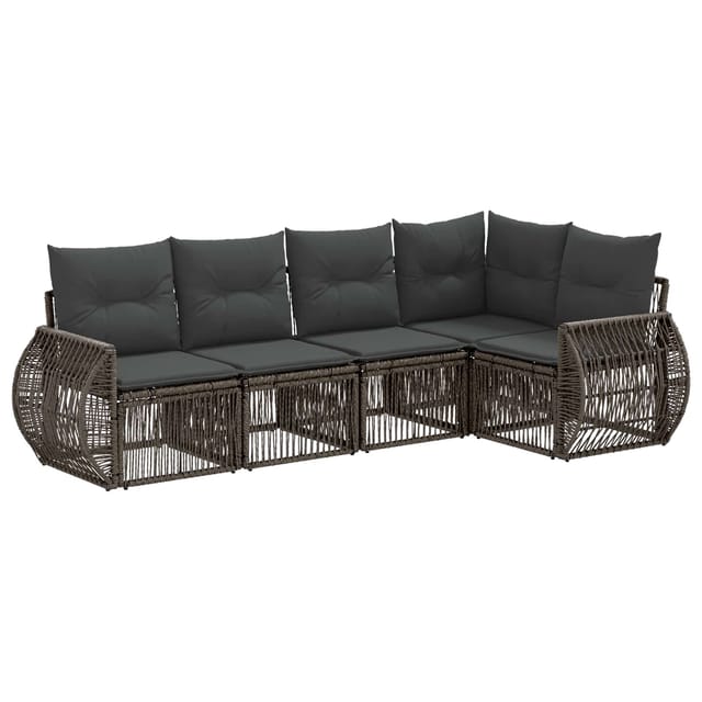 vidaXL Gartensofa-Set 5-Tlg Grau und Dunkelgrau Poly-Rattan 3435416