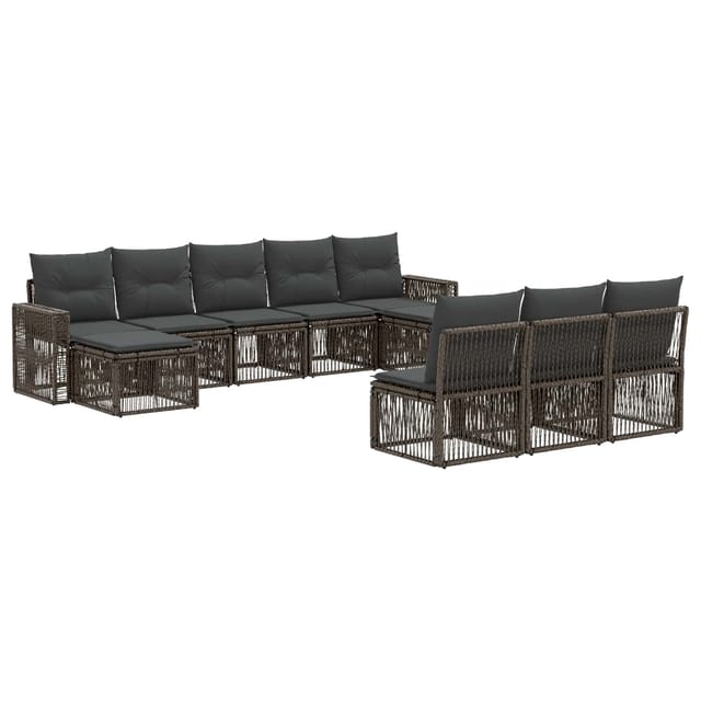 vidaXL Gartensofa-Set 10-Tlg Grau und Dunkelgrau Poly-Rattan 3435245