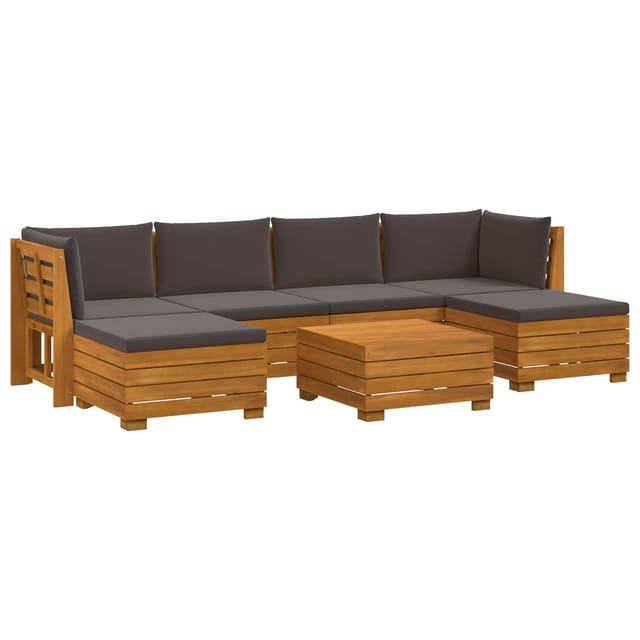 vidaXL Outdoor-Sofagarnitur mit Kissen 7 Stück Braun Massivholz Akazie 3403112