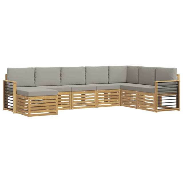 vidaXL Outdoor-Sofagarnitur 8 Stk Weiß und Hellgrau 3392326