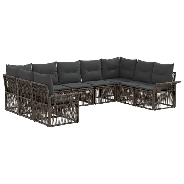 vidaXL Gartensofa-Set 9-Tlg Grau Poly-Rattan 3434933