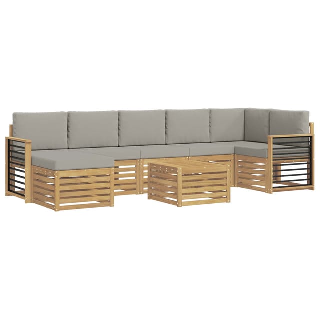 vidaXL Outdoor-Sofagarnitur 8 Stk Weiß und Hellgrau 59 x 59 x 37 cm 3392246