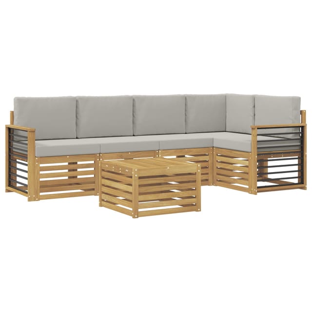 vidaXL Outdoor-Sofagarnitur 6 Stk Weiß und Hellgrau 59 x 59 x 37 cm 3391886