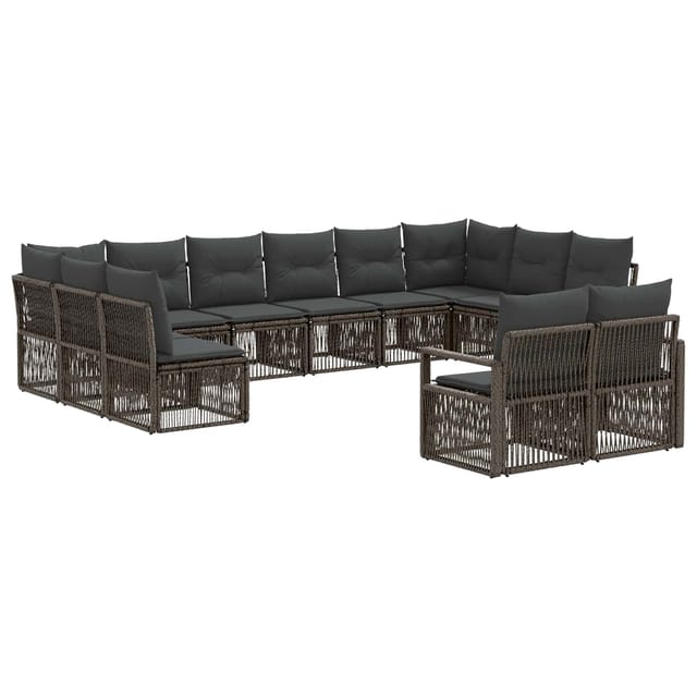 vidaXL Gartensofa-Set 12-Tlg Grau Poly-Rattan 3435857