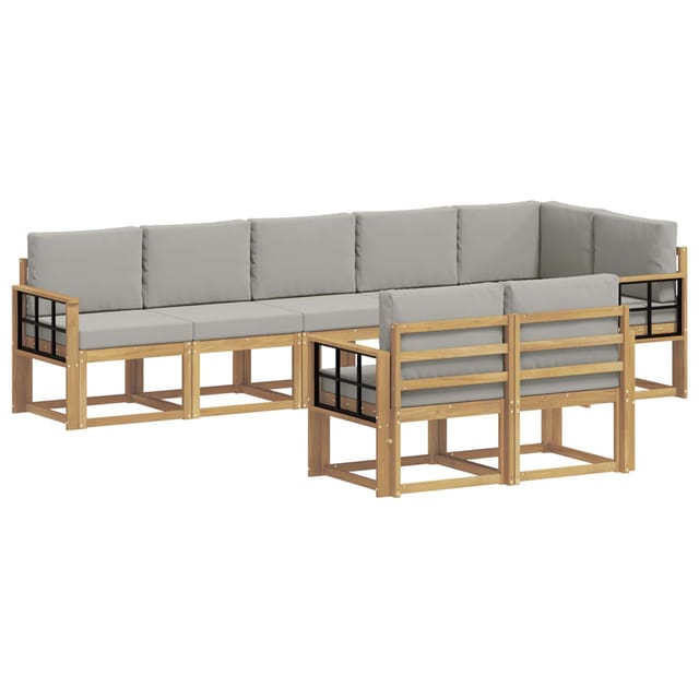 vidaXL Outdoor-Sofagarnitur mit Kissen 8-Tlg Weiß und Hellgrau 3387815