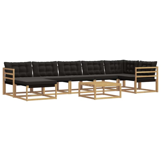 vidaXL Outdoor-Sofagarnitur 8-Tlg Weiß und Schwarz Massivholz Akazie 3388914
