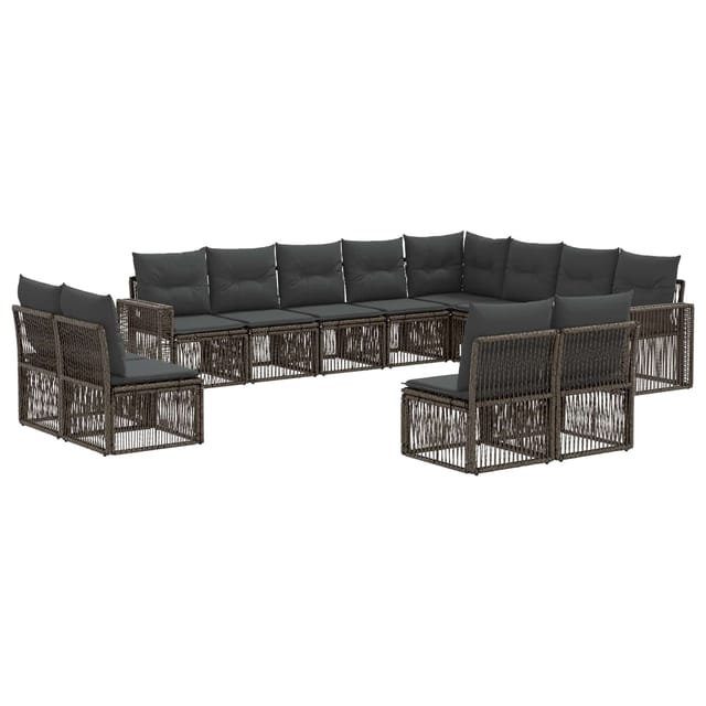 vidaXL Gartensofa-Set 12-Tlg Grau und Dunkelgrau Poly-Rattan 3435281