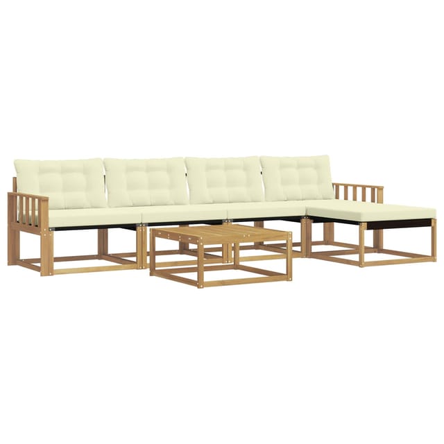 vidaXL Outdoor-Sofagarnitur 6-Tlg Weiß und Creme 3388608
