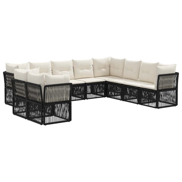 vidaXL Gartensofa-Set 10-Tlg Schwarz Poly-Rattan 3434269