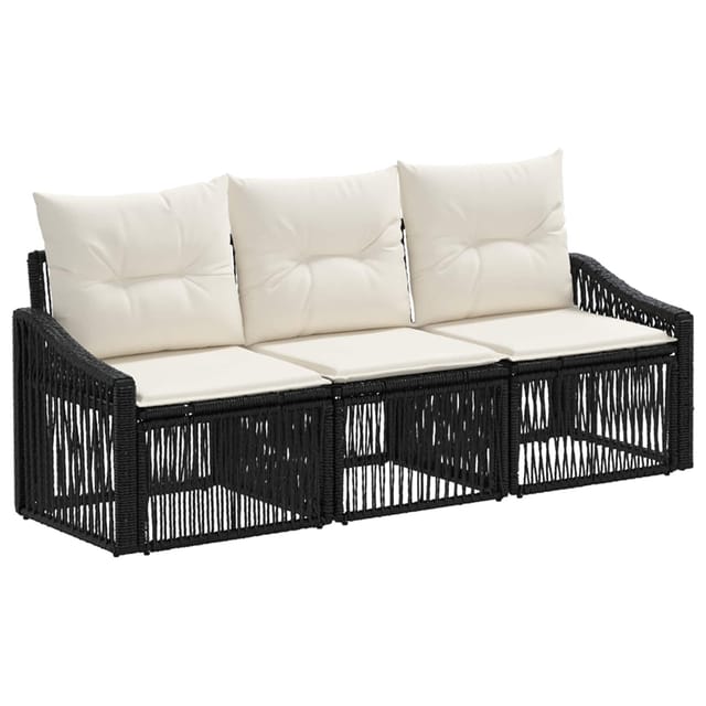 vidaXL Gartensofa-Set 3-Tlg Schwarz Poly-Rattan 3435922