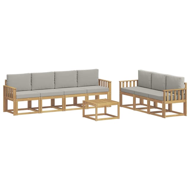 vidaXL Outdoor-Sofagarnitur 8-Tlg Weiß und Hellgrau 59 x 59 x 37 cm 3387345