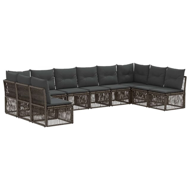 vidaXL Gartensofa-Set 10-Tlg Grau Poly-Rattan 3434327
