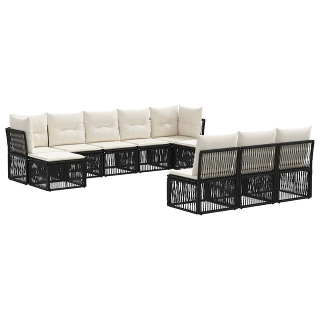 vidaXL Gartensofa-Set 10-Tlg Schwarz Poly-Rattan 3434356