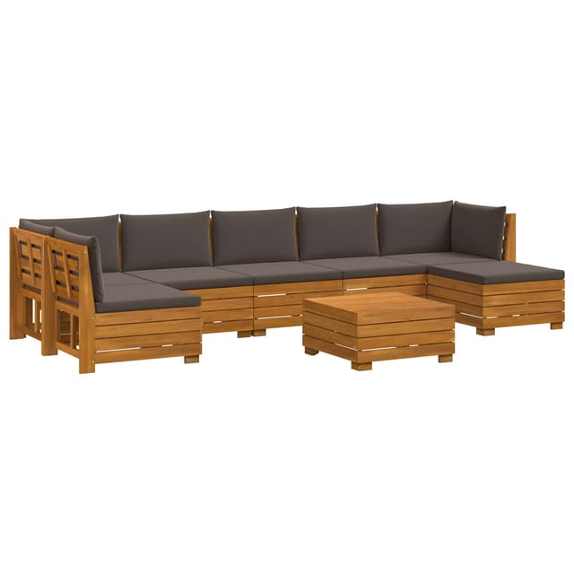 vidaXL Outdoor-Sofagarnitur mit Kissen 8 Stück Braun Massivholz Akazie 3403119