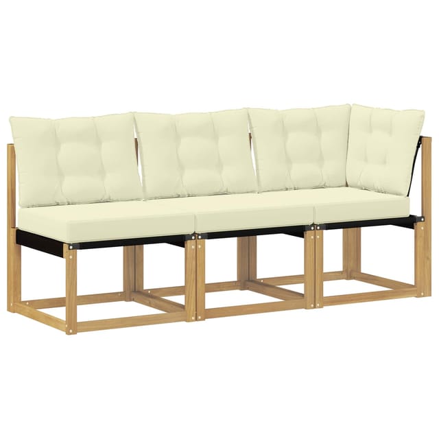 vidaXL Outdoor Mittel- und Ecksofa mit Kissen 3 Stück Weiß 901621