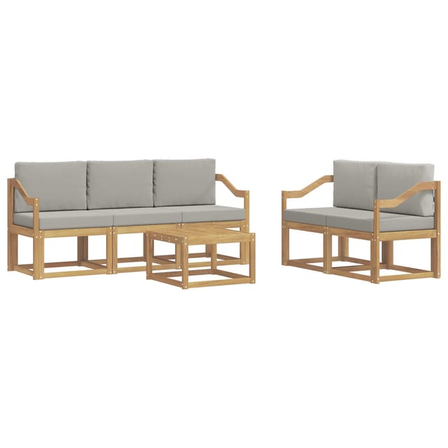 vidaXL Outdoor-Sofagarnitur 6-Tlg Weiß und Hellgrau 59 x 59 x 37 cm 3387260