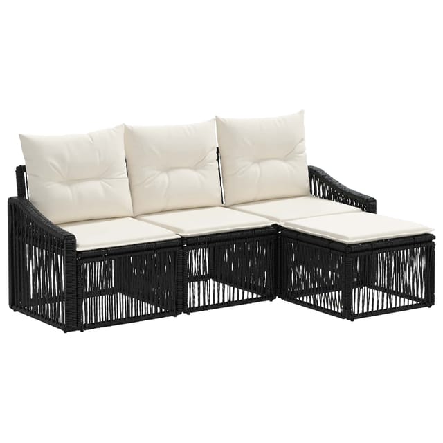 vidaXL Gartensofa-Set 4-Tlg Schwarz Poly-Rattan 3435985