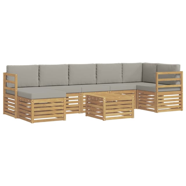 vidaXL Outdoor-Sofagarnitur 8 Stk Weiß und Hellgrau 59 x 59 x 37 cm 3392216