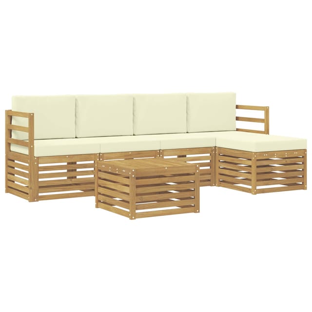 vidaXL Outdoor-Sofagarnitur 6-Tlg Weiß und Creme 59 x 59 x 37 cm 3391695
