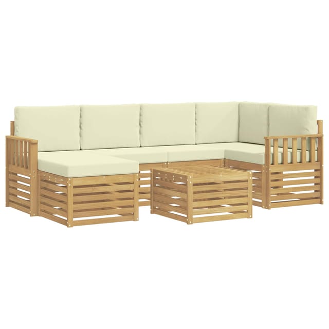 vidaXL Outdoor-Sofagarnitur 7-Tlg Weiß und Creme Polyester 3392145