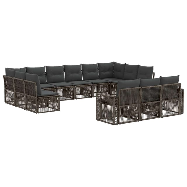 vidaXL Gartensofa-Set 13-Tlg Grau und Dunkelgrau Poly-Rattan 3435275