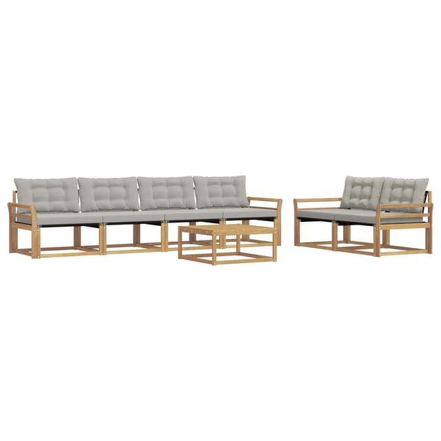 vidaXL Outdoor-Sofagarnitur 7-Tlg Weiß und Hellgrau 3388445
