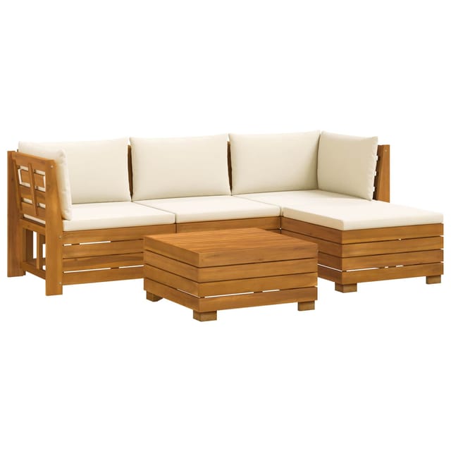 vidaXL Outdoor-Sofagarnitur mit Kissen 5 Stück Braun Massivholz Akazie 3403082