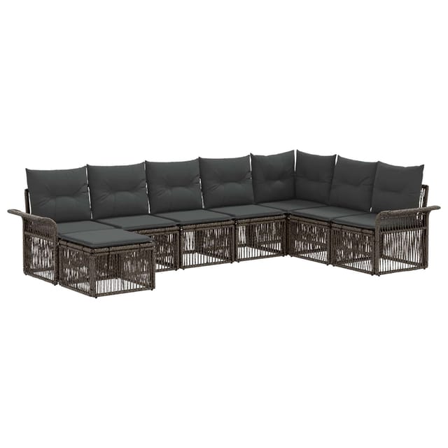 vidaXL Gartensofa-Set 8-Tlg Grau Poly-Rattan 3434921