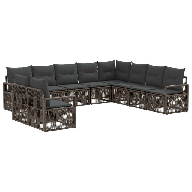 vidaXL Gartensofa-Set 10-Tlg Grau Poly-Rattan 3435758