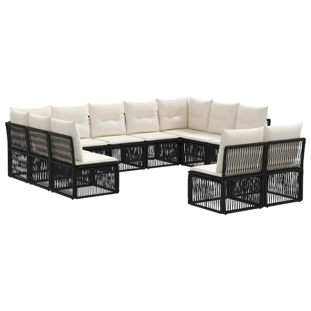 vidaXL Gartensofa-Set 11-Tlg Schwarz Poly-Rattan 3434374