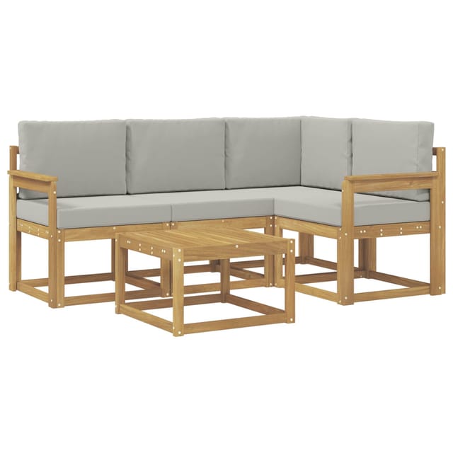 vidaXL Outdoor-Sofagarnitur 5-Tlg Weiß und Hellgrau 59 x 59 x 37 cm 3387585