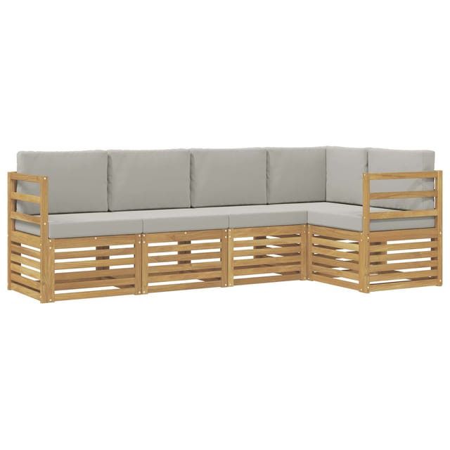 vidaXL Outdoor-Sofagarnitur 5 Stk Weiß und Hellgrau 3391816