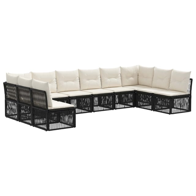vidaXL Gartensofa-Set 10-Tlg Schwarz Poly-Rattan 3434326