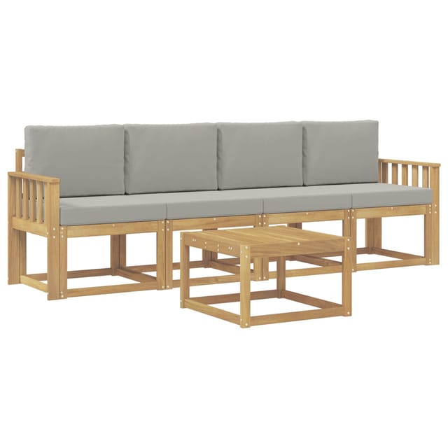 vidaXL Outdoor-Sofagarnitur 5-Tlg Weiß und Hellgrau 59 x 59 x 37 cm 3387205