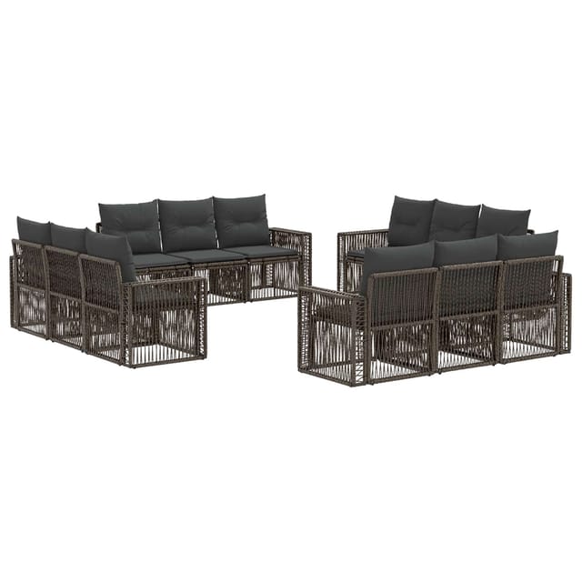 vidaXL Gartensofa-Set 12-Tlg Grau und Dunkelgrau Poly-Rattan 3435074
