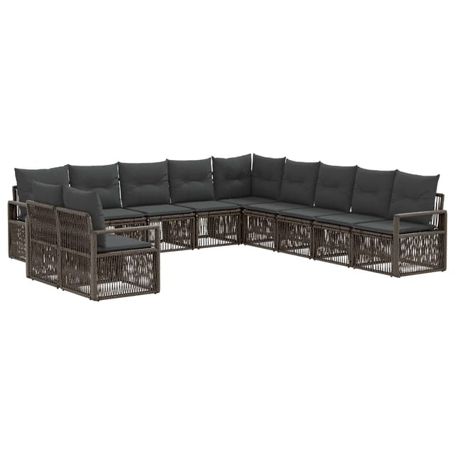 vidaXL Gartensofa-Set 11-Tlg Grau Poly-Rattan 3435764