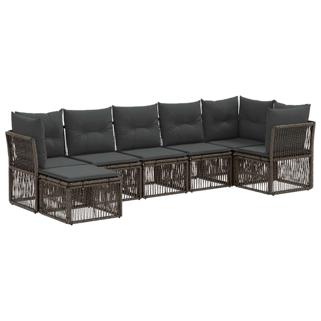 vidaXL Gartensofa-Set 7-Tlg Grau Poly-Rattan 3434297
