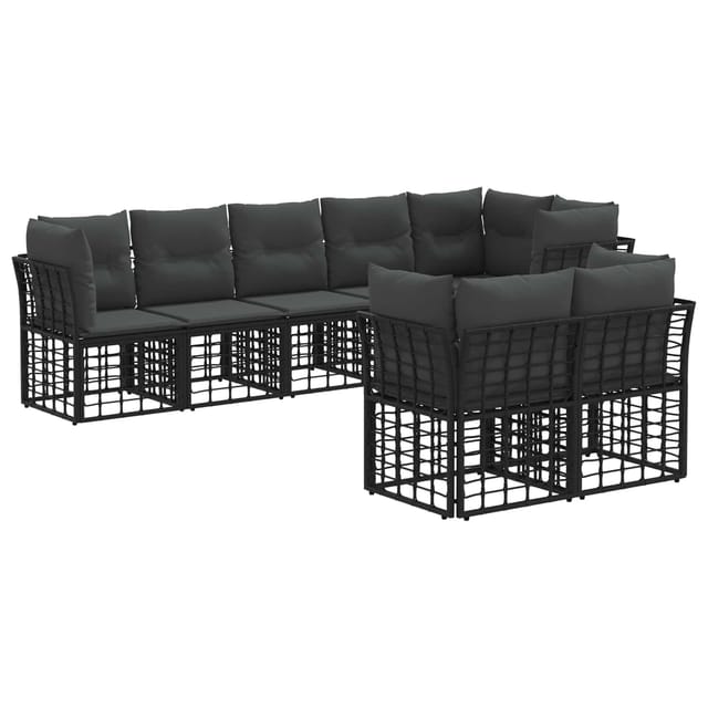 vidaXL Outdoor-Sofagarnitur Schwarz Polyester 3437513