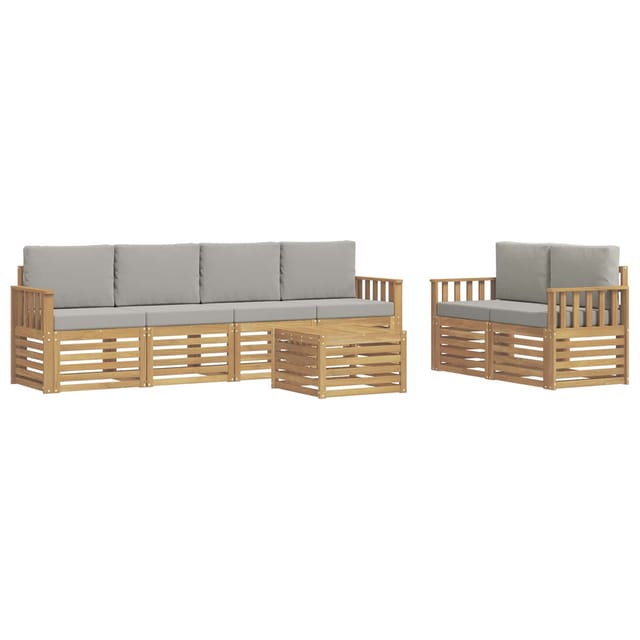 vidaXL Outdoor-Sofagarnitur 7-Tlg Weiß und Hellgrau Polyester 3391426