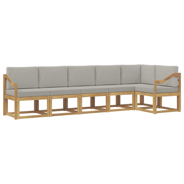 vidaXL Outdoor-Sofagarnitur mit Kissen 6-Tlg Weiß und Hellgrau 3387715