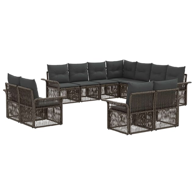 vidaXL Gartensofa-Set 11-Tlg Grau und Dunkelgrau Poly-Rattan 3434999