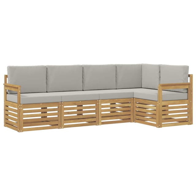 vidaXL Outdoor-Sofagarnitur 5-Tlg Weiß und Hellgrau 3391821