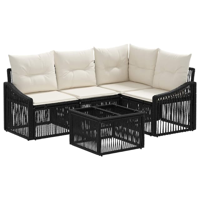 vidaXL Gartensofa-set 5 Stk Schwarz Poly-Rattan 3436000