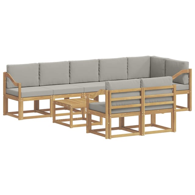 vidaXL Outdoor-Sofagarnitur mit Kissen 9-Tlg Weiß und Hellgrau 3387855