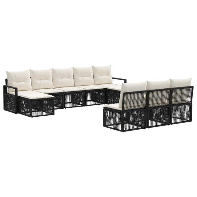 vidaXL Gartensofa-Set 10-Tlg Schwarz Poly-Rattan 3435832