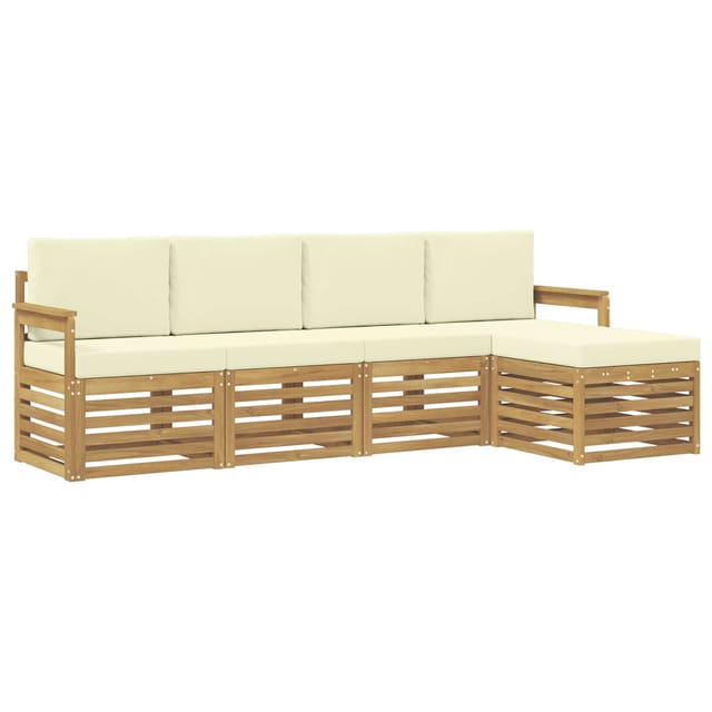 vidaXL Outdoor-Sofagarnitur 5-Tlg Weiß und Creme 249 x 122,5 x 73 cm 3391660